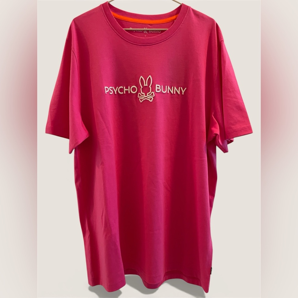 Psycho Bunny Fuchsia Men’s Classic Crew Neck T-Shirt with Logo (Size 7-XL) - Picture 2 of 5